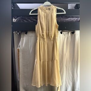 Ann Taylor Metallic Gold Ruffle dress